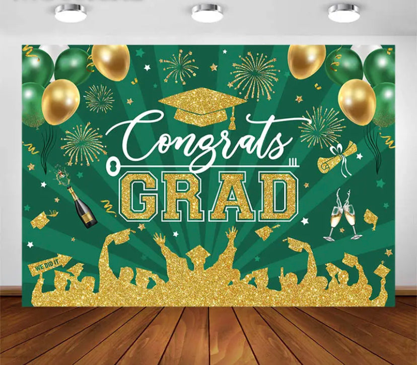 Green Graduation Backdrop (Material: Vinyl)