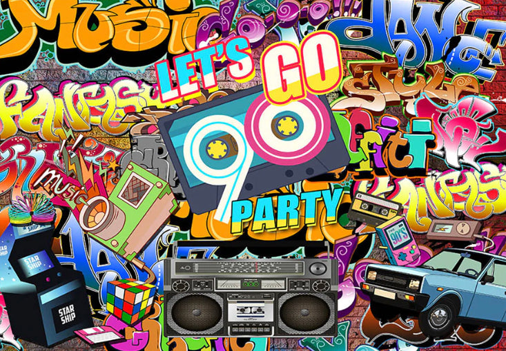 Party in the 90s Backdrop (Material: Vinyl)