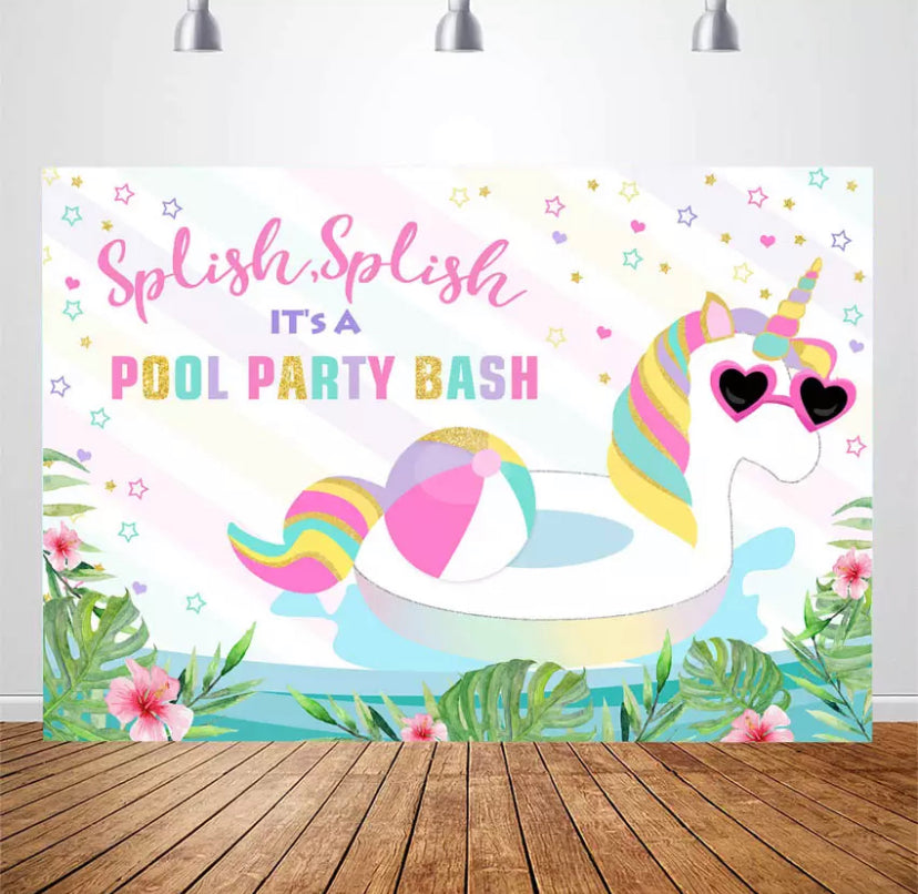 Unicorn in a Pool Backdrop (Material: Vinyl)