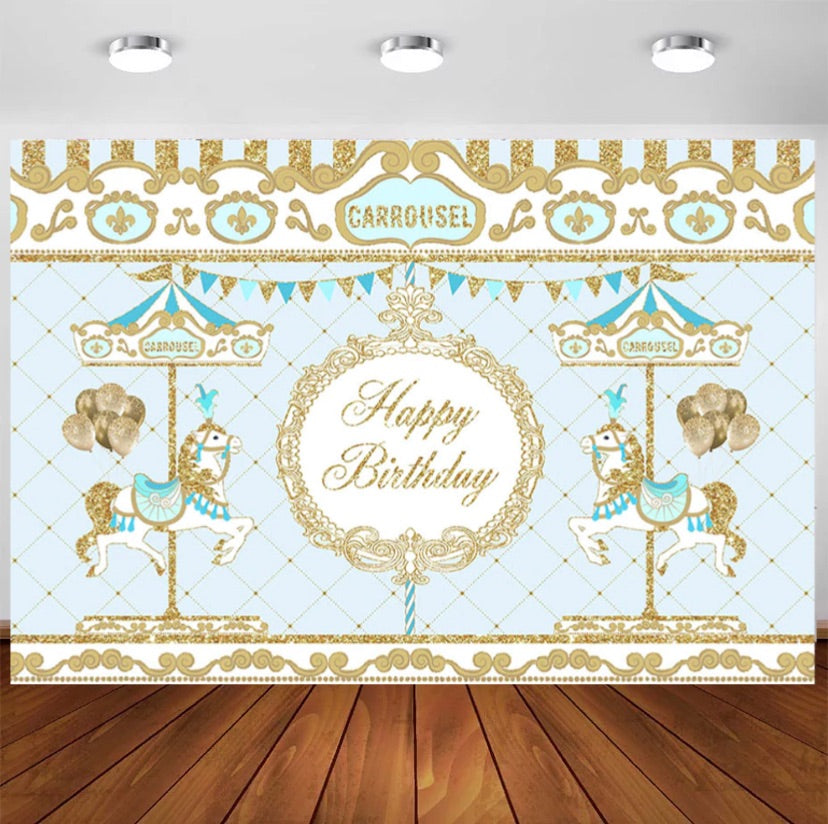 Blue Carrousel Backdrop (Material: Vinyl)