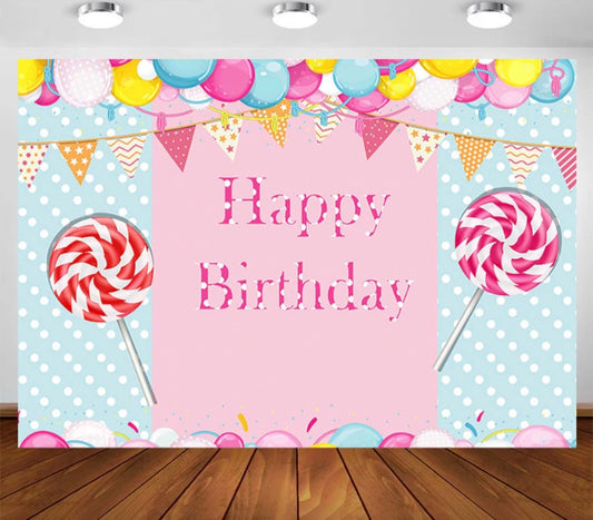 Candy Birthday Backdrop (Material: Vinyl)