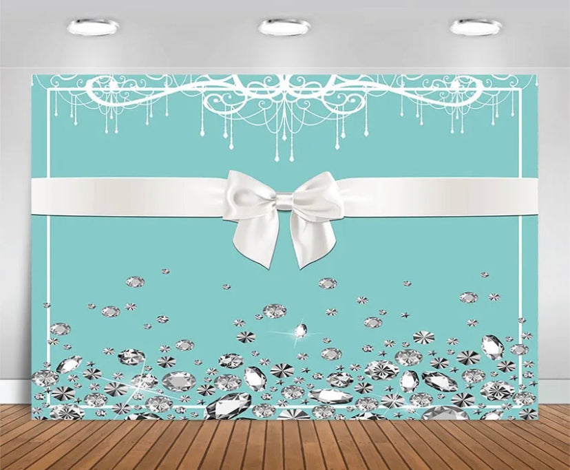 Pearls in Aqua Backdrop (Material: Vinyl)