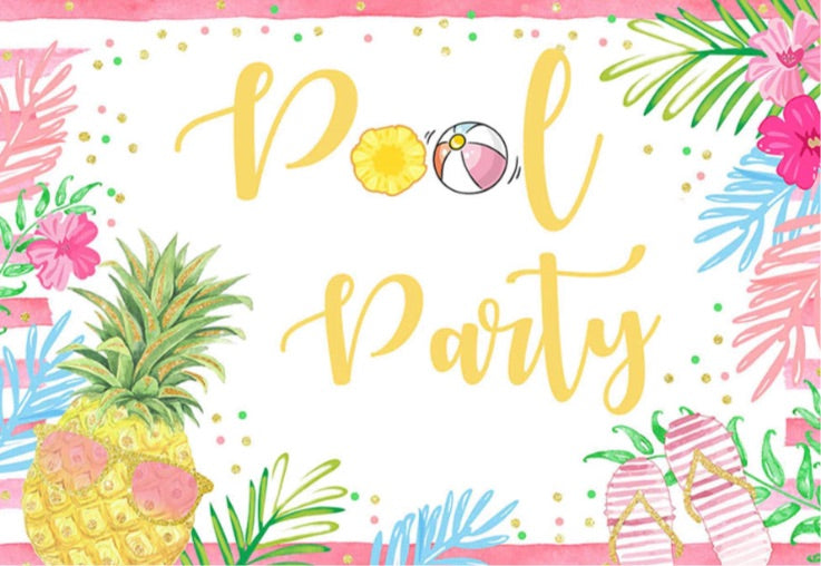 Pineapple Pool Party Backdrop (Material: Vinyl)