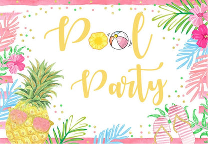 Pineapple Pool Party Backdrop (Material: Vinyl)