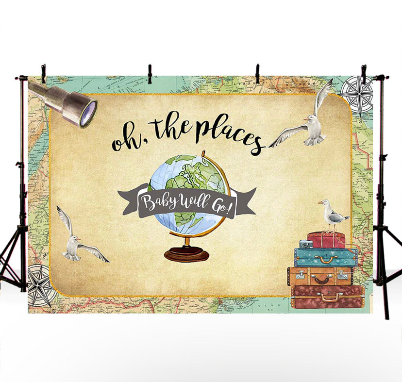 Oh the places - Baby Backdrop (Material: Vinyl)