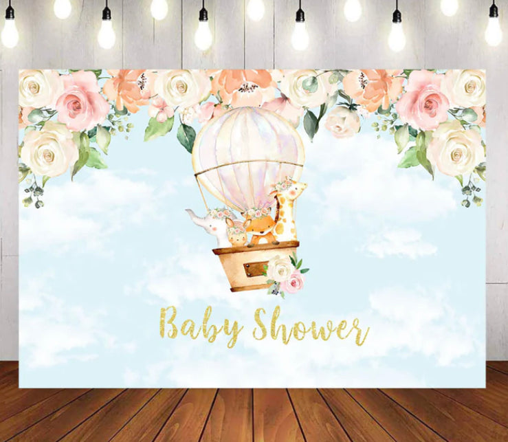 Hot Air Balloon in the jungle Backdrop (Material: Vinyl)