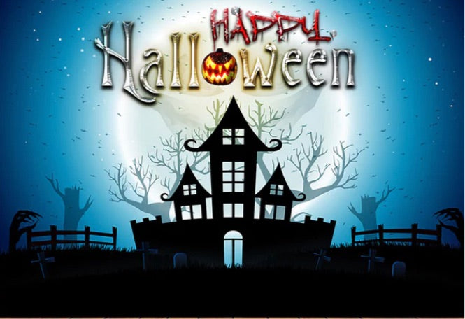Halloween Haunted House Backdrop (Material: Vinyl)