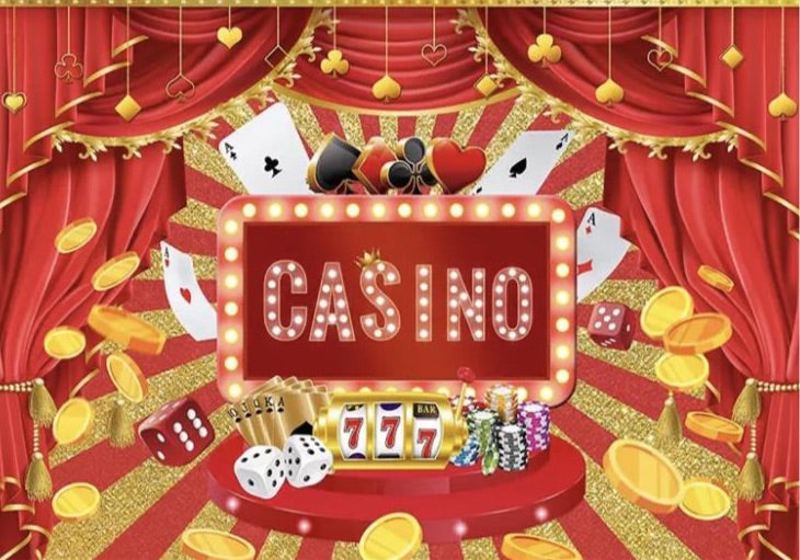 Golden Casino Celebration Backdrop (Material: Vinyl)