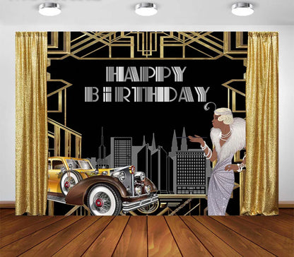 Golden Birthday Backdrop (Material: Vinyl)