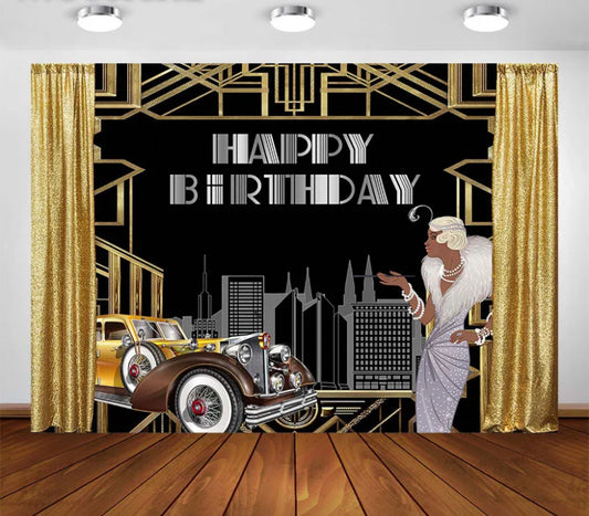 Golden Birthday Backdrop (Material: Vinyl)
