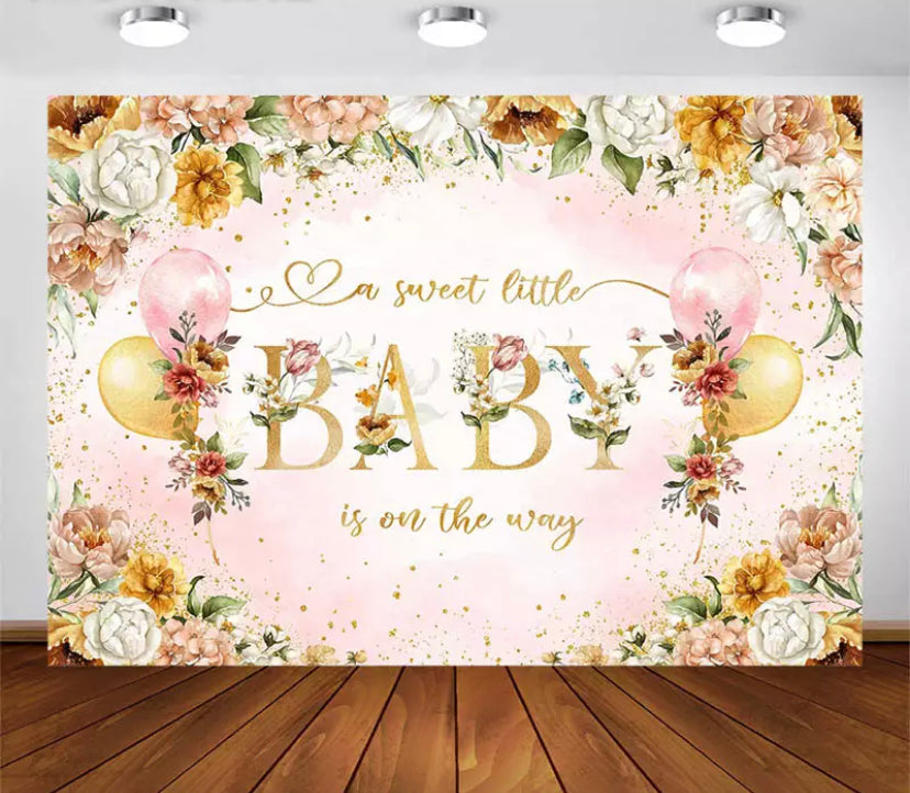 Cute Baby Shower Backdrop (Material: Vinyl)