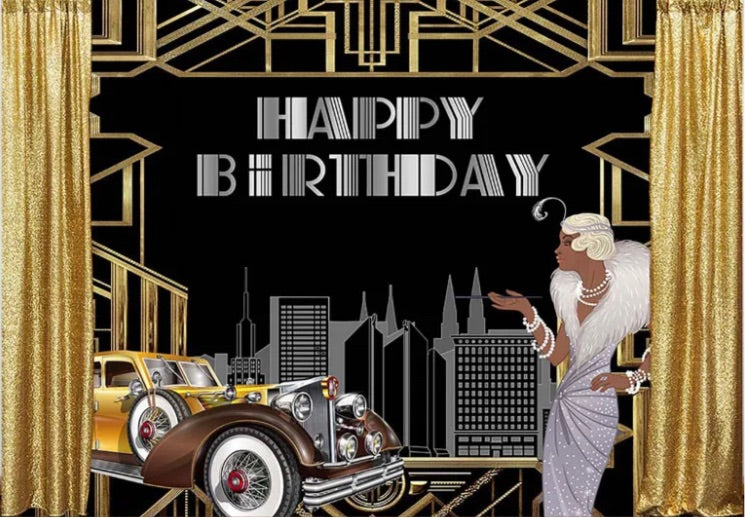 Golden Birthday Backdrop (Material: Vinyl)