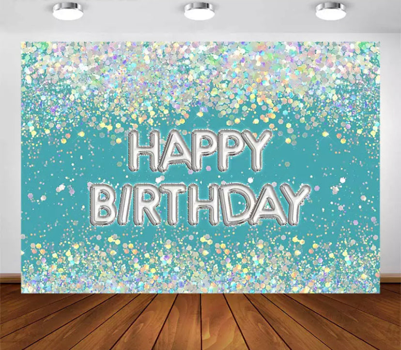 It’s my Birthday in Aqua Backdrop (Material: Vinyl)