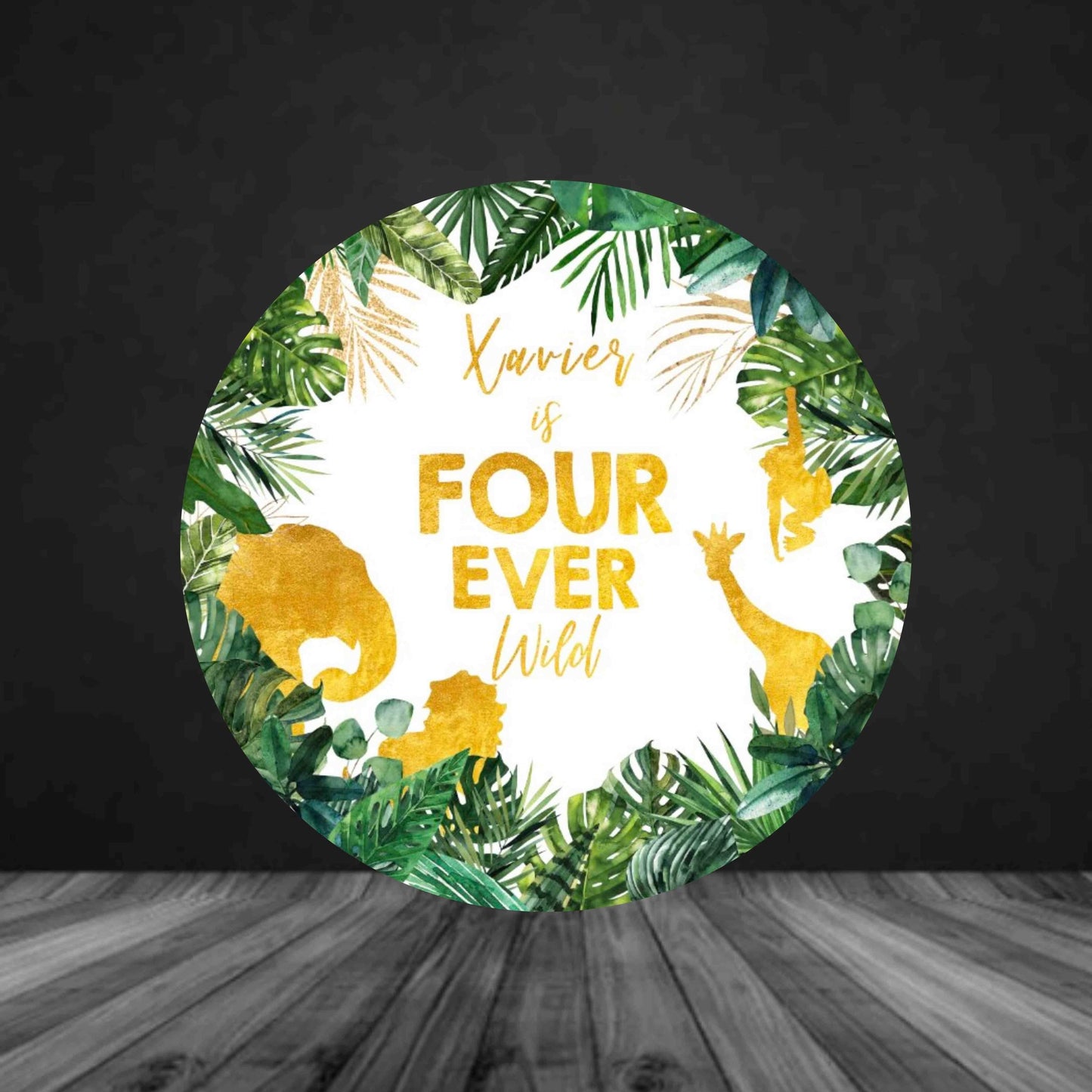 In the Jungle (Gold) Round Backdrop (Material: Polyester)