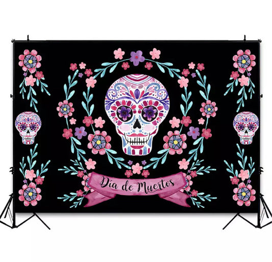 Day of the Dead with Flores Backdrop (Material: Vinyl)