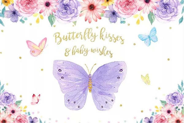 Purple Butterfly Backdrop (Material: Vinyl)