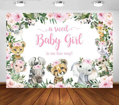 Girl Baby Jungle Backdrop (Material: Vinyl)