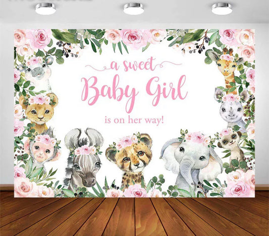 Girl Baby Jungle Backdrop (Material: Vinyl)