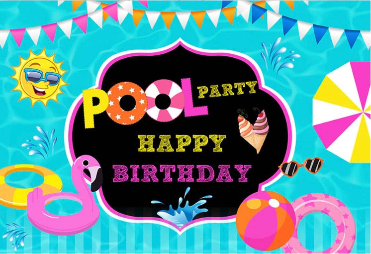 Pool Party Backdrop (Material: Vinyl)