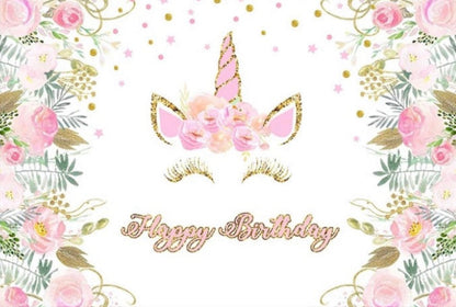Happy Unicorn Backdrop (Material: Vinyl)