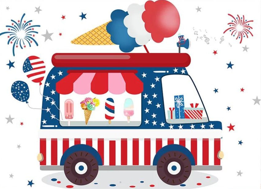 Ice Cream in USA Backdrop (Material: Vinyl)