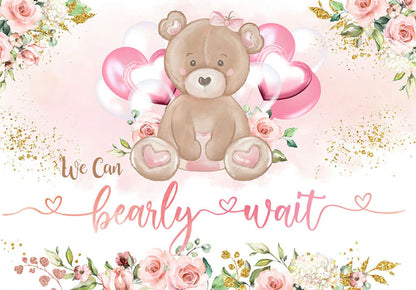Pink Teddy Backdrop (Material: Vinyl)
