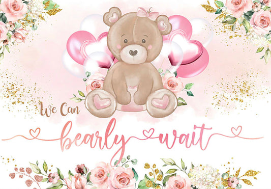 Pink Teddy Backdrop (Material: Vinyl)