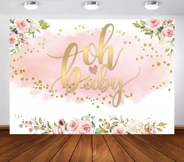 Oh Baby Shower Backdrop (Material: Vinyl)