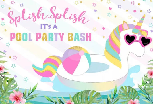 Unicorn in a Pool Backdrop (Material: Vinyl)