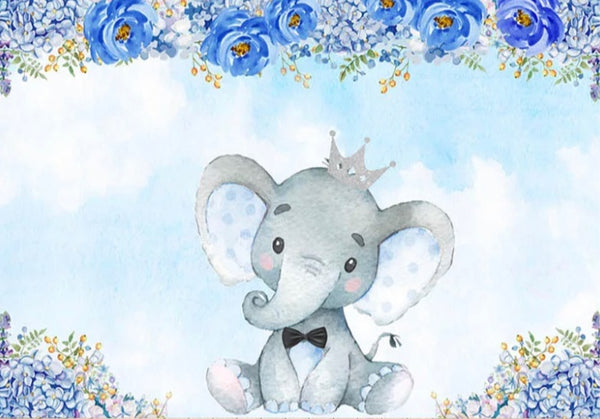 In Blue Elephant Backdrop (Material: Vinyl)