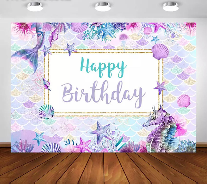 Mermaid in Purple Backdrop (Material: Vinyl)