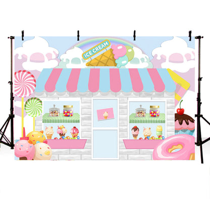 Sweet IceCream-Shoppe Backdrop (Material: Vinyl)