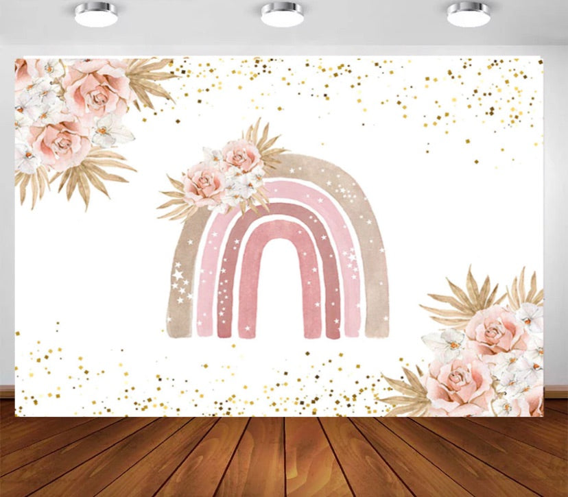 Boho Flowers Backdrop (Material: Vinyl)