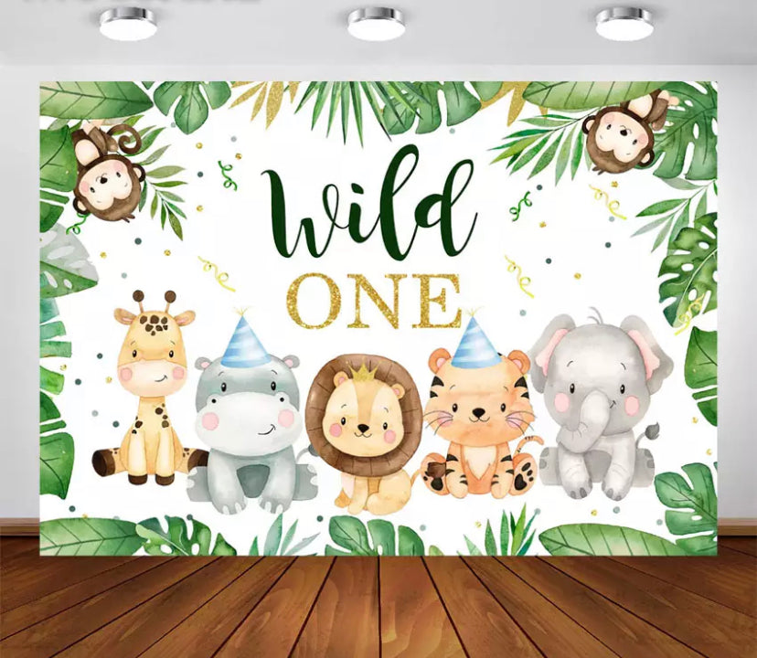 Jungle Birthday Backdrop (Material: Vinyl)