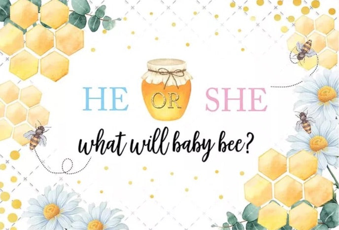 Gender Reveal Honey Backdrop (Material: Vinyl)
