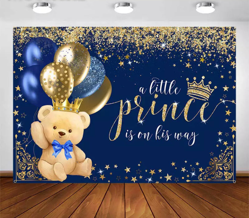 Blue Bearly Prince Backdrop (Material: Vinyl)
