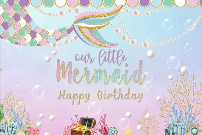 Mermaid in Gold Backdrop (Material: Vinyl)