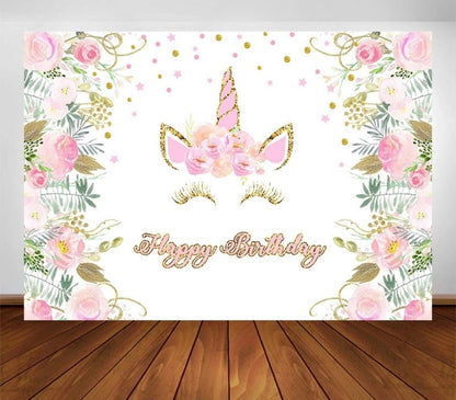 Happy Unicorn Backdrop (Material: Vinyl)