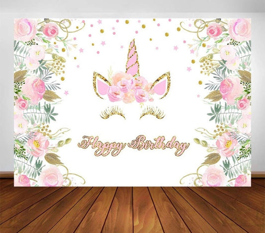Happy Unicorn Backdrop (Material: Vinyl)