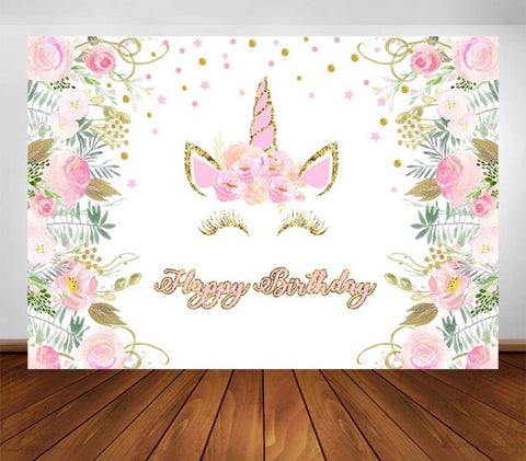 Happy Unicorn Backdrop (Material: Vinyl)