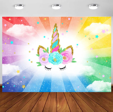 Unicorn & Colours Backdrop (Material: Vinyl)