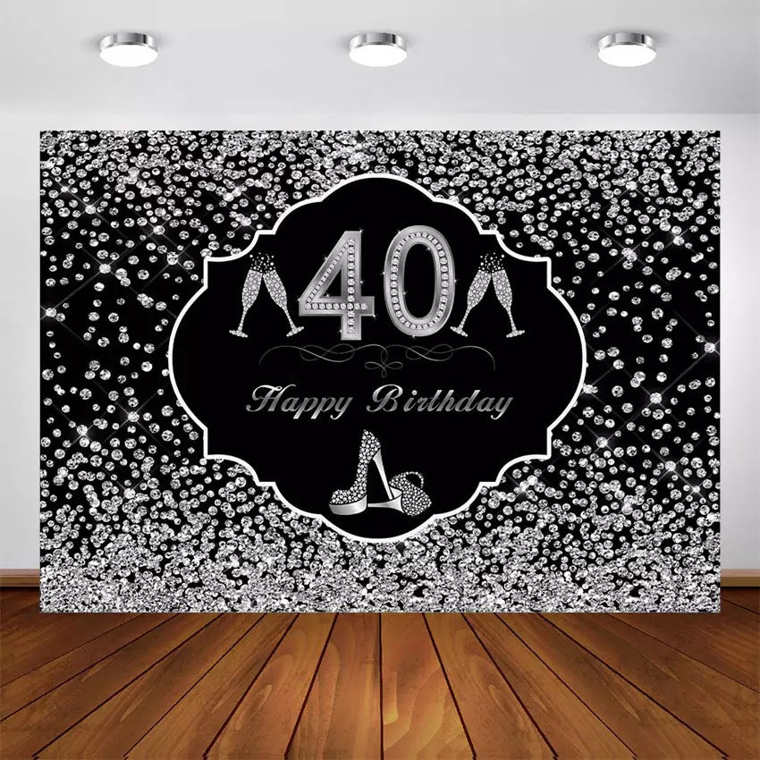 Anniversary in Silver Backdrop (Material: Vinyl)