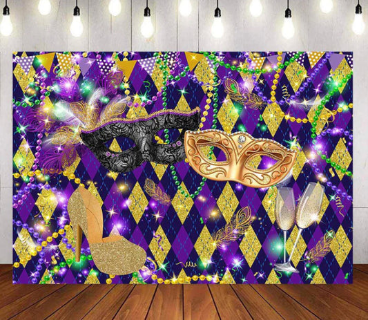 Mardi Gras & Masquerade Backdrop (Material: Vinyl)