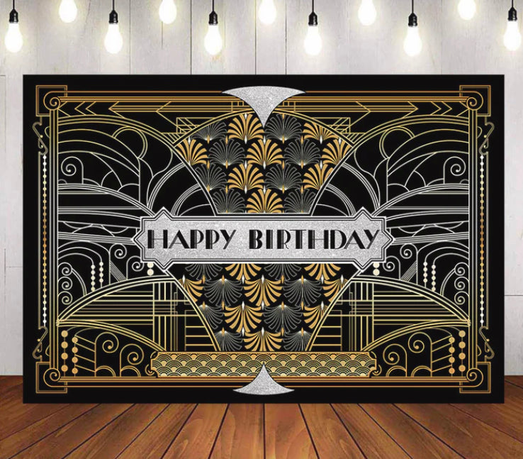 Birthday Gatsby Backdrop (Material: Vinyl)