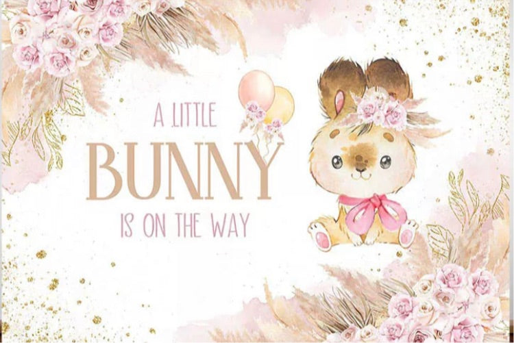 Pink Bunny Backdrop (Material: Vinyl)