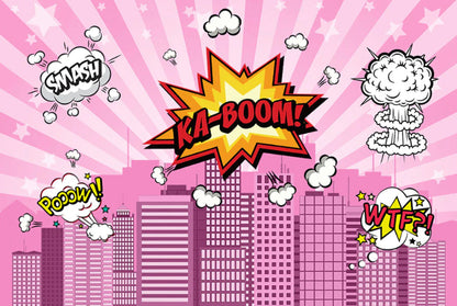 Super Heroes in Action Backdrop (Material: Vinyl)