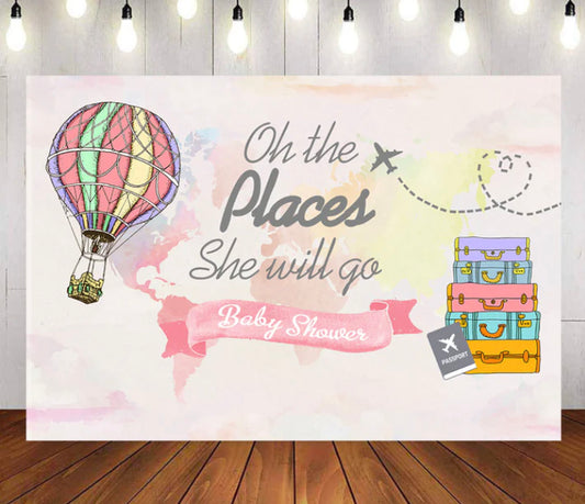 Oh the Places Backdrop (Material: Vinyl)